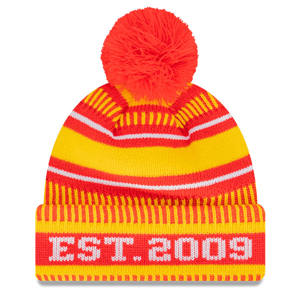 Gold Coast Suns Beanie - 2022 AFL Established Date Pom Knit - New Era